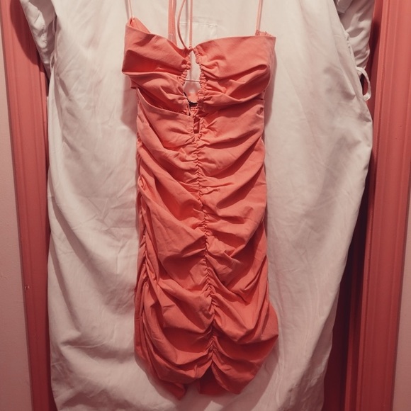 NWT Zara Pink Cut Out Draped Ruched Mini Dress - Picture 8 of 8